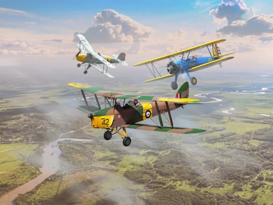 WWII Training Biplanes with Bücker Bü 131D - DH.82A Tiger Moth & Stearman PT-17 (Set of 3)