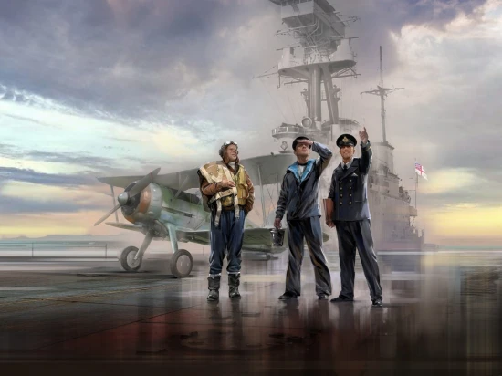 Gloster Sea Gladiator Mk.II with 3 Royal Navy Pilot Figures