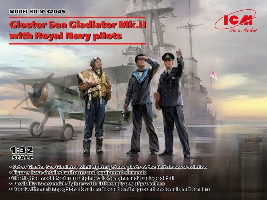 Gloster Sea Gladiator Mk.II with 3 Royal Navy Pilot Figures
