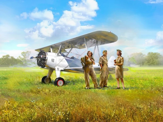 Stearman PT-17 with 3 American Cadet Figures