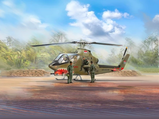 AH-1G Cobra with Vietnam War U.S. Helicopter Pilots 3 Figures