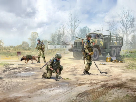 Danger! Mines!Ukraine - summer 2022 (ZiL-131 with driver - AFU sappers - dog and mines)