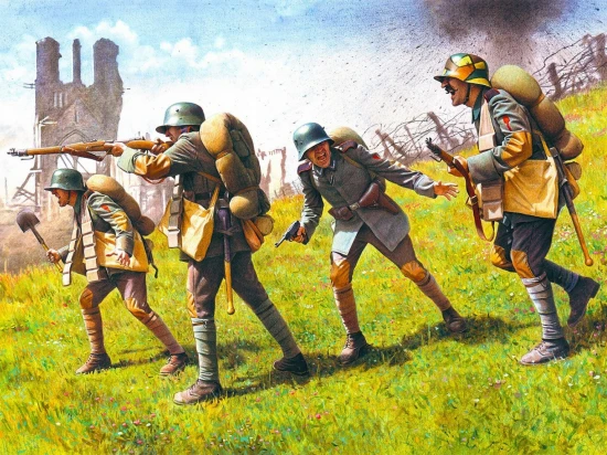 German Assault Troops (1917-1918) (4 figures - 1 unterofficer - 3 soldiers)