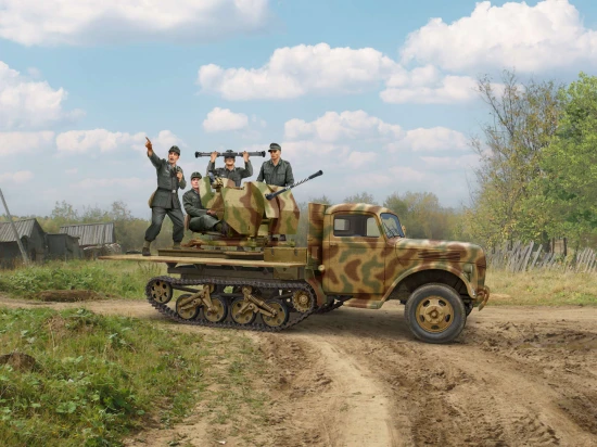Achtung! Sie fliegen! Sd.Kfz.3b with 2 cm Flak 38 and 4 Crew Figures