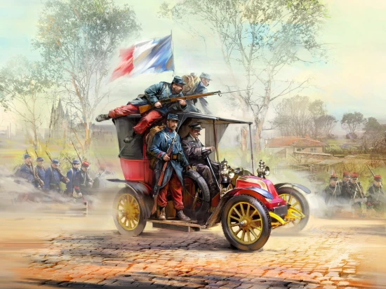 Battle of the Marne (1914) Taxi Car with French Infantry