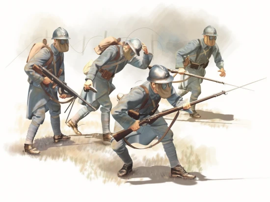 French Infantry in Gas Masks (1918) (4 figures)