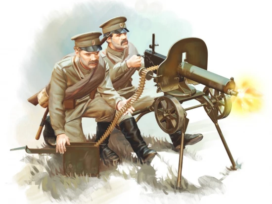 WWI Russian Maxim MG Team (2 figures)