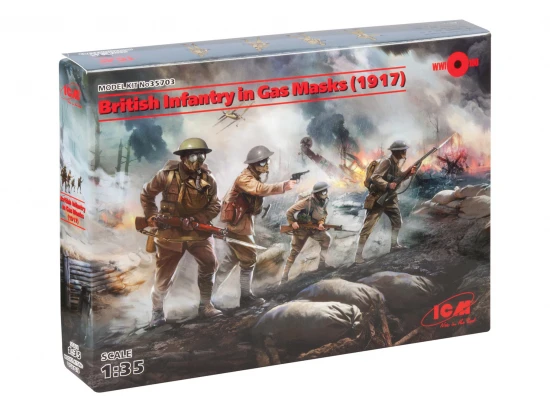 British Infantry in Gas Masks (1917) 4 Figures