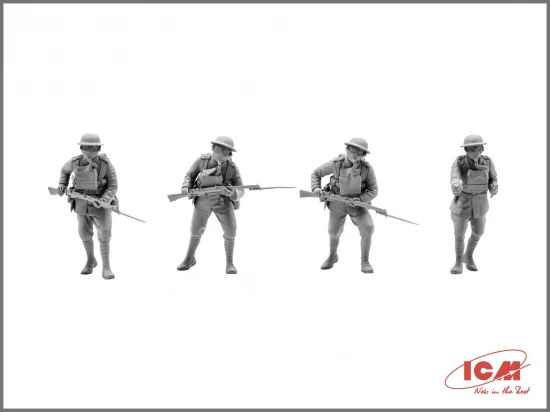 British Infantry in Gas Masks (1917) 4 Figures