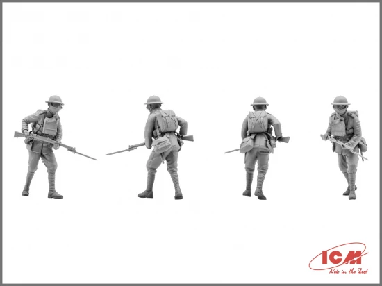 British Infantry in Gas Masks (1917) 4 Figures
