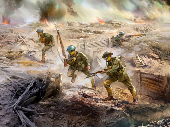 US Infantry in Gas Masks (1918) (4 figures)