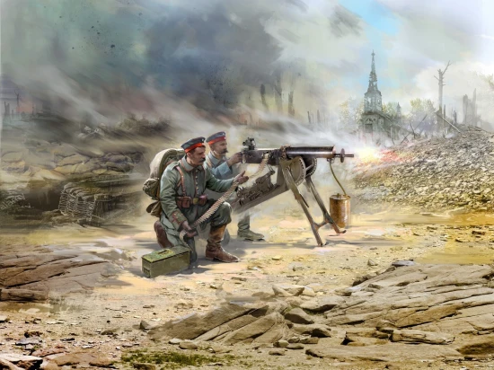 WWI German MG08 MG Team (2 figures)