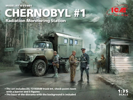 Chernobyl #1 Radiation Monitoring Station (ZiL Truck - Barrier Checkpoint & 5 Figures)