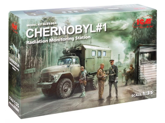 Chernobyl #1 Radiation Monitoring Station (ZiL Truck - Barrier Checkpoint & 5 Figures)