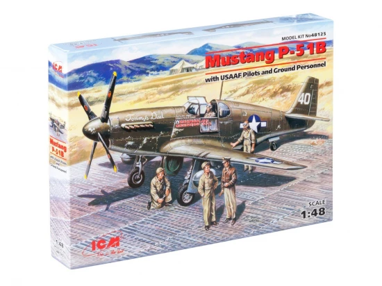 Mustang P-51B with USAAF Pilots and Ground Personnel
