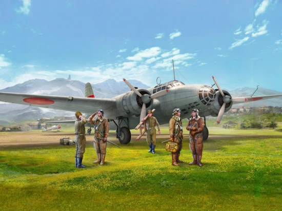 Ki-21-Ib Sallywith Japanese Pilots and Ground Personnel