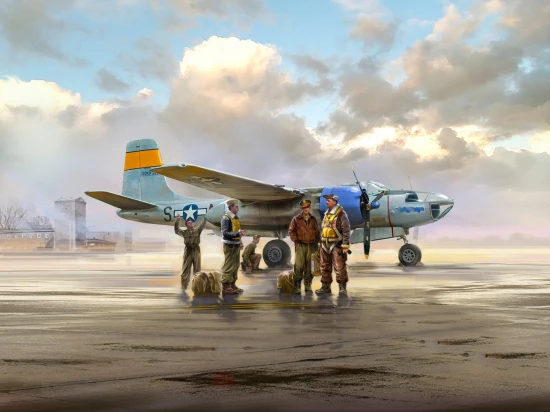 A-26C-15 Invader with pilots and ground personnel