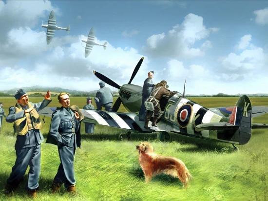Spitfire Mk.IX with RAF Pilots and Ground Personnel