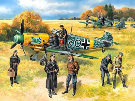 BF 109F-2 with German Pilots and Ground Personnel