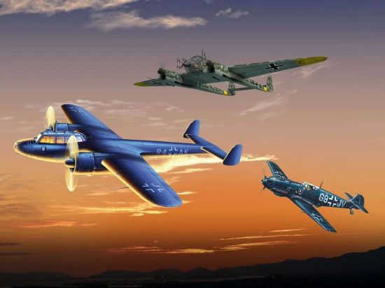 Set of 3 Luftwaffe Night Fighters (BF 109E-4 - Do 172-10 Kauz II - Fw 189A-1)
