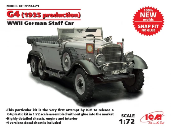 G4 (1935 production) - WWII German Staff Car - snap fit/no glue
