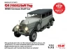 G4 (1935 production) Soft Top - WWII German Staff Car - snap fit/no glue
