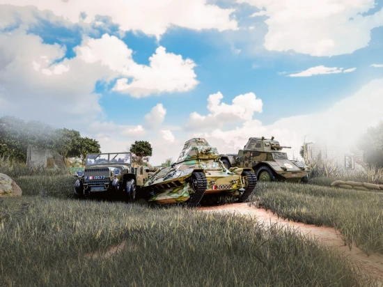 Battle of France - spring 1940. French combat vehicles (Panhard 178 AMD-35 - FCM 36 - Laffly V15T)