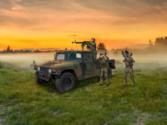 Drone Hunters’ Humvee M1097A2 Cargo Carrier - DShKM & Crew Figures)