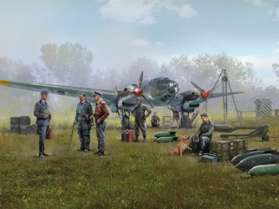 Airfield of the Luftwaffe bomber group (He 111H-3 - Luftwaffe ground personnel - airfield equipment)