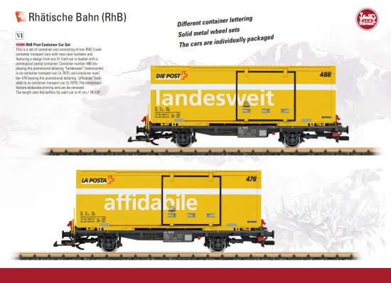 LGB RhB Post Container Car Set