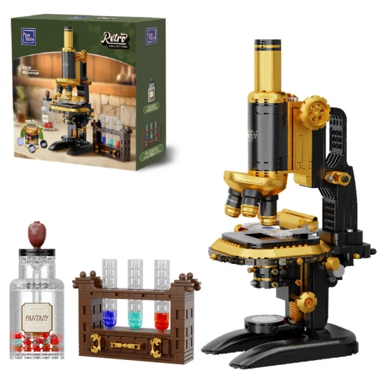 Retro Microscope with Accessories Set - 1107 pcs