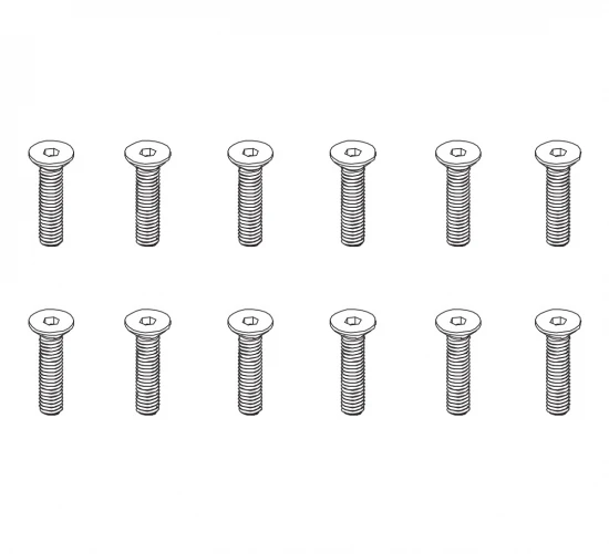 Flat Head Hex Screw HM4*18 12pcs