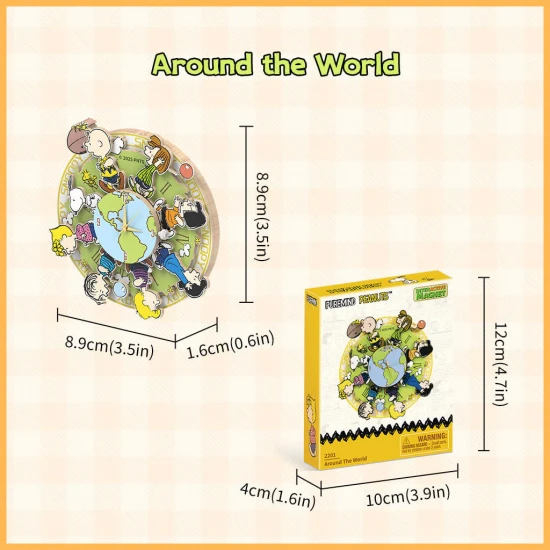 Peanuts™ Magnetic Around the World Wooden Clock