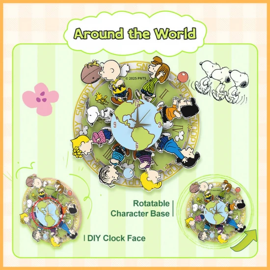 Peanuts™ Magnetic Around the World Wooden Clock