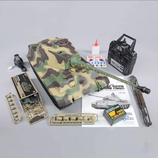 Henglong 1:16 German King Tiger Henschel with Infrared Battle System (2.4GHz  Shooter  Smoke  Sound  Metal Gearbox  Metal Tracks  Sprocket  Idler)