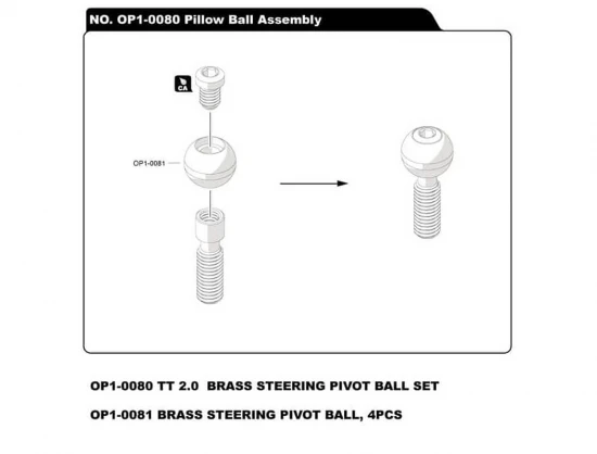 Hobao Hyper TT2.0 Brass Steering Pivot Ball Set