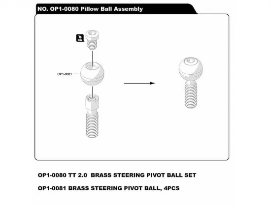 Hobao Hyper TT2.0 Brass Steering Pivot Ball (4)