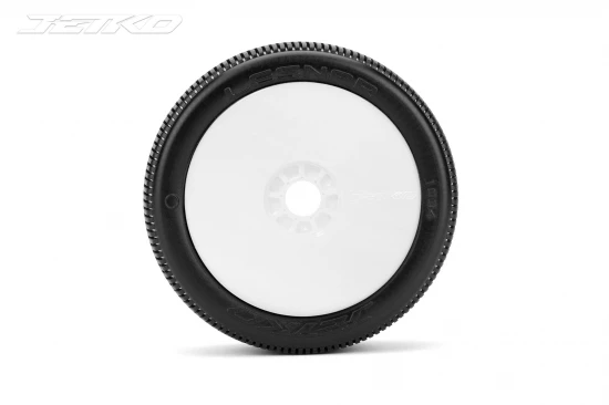 Jetko Lesnar Ultra Soft 1:8 Buggy Tyres Pre Glued on White Revo Rims (2)