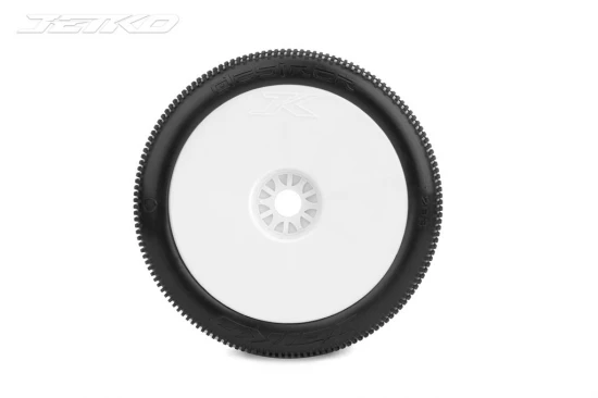 Jetko Desirer Soft 1:8 Truggy Pre-glued on White Rims (2)