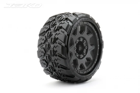 Jetko EX King Cobra LP Belted Tyres Mounted on 3.8 Black Wheels - 17mm (2)