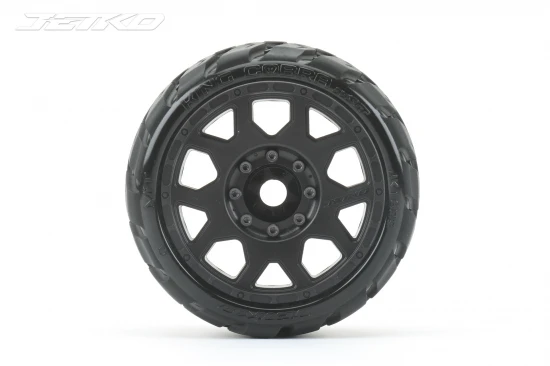 Jetko EX King Cobra LP Belted Tyres Mounted on 3.8 Black Wheels - 17mm (2)