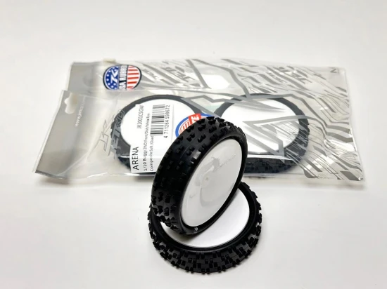 Jetko Arena Medium EOS 2WD 1:10 Buggy 2.2 Front Tyres Mounted on White Wheels (2)