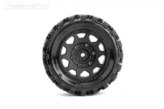 Jetko EX Tyre ST Defender Black Wheel 2.8 on 12/14/17mm Hex Wheels (2)