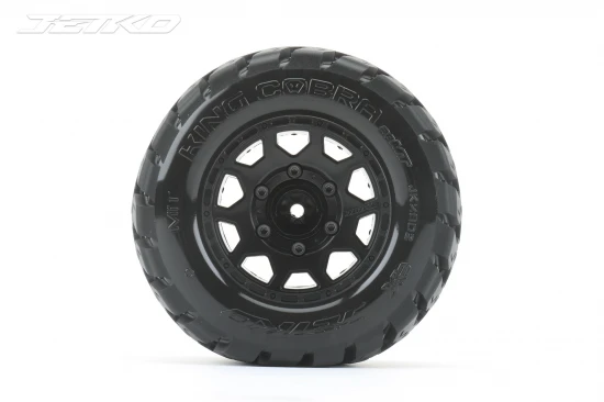 Jetko EX MT King Cobra Tyres On Black Wheels 2.8 Hex 12/14/17mm (2)
