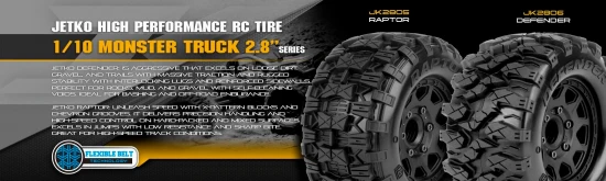 Jetko EX Tyre MT Slayer Black Wheel 2.8 on 12/14/17mm Hex Wheels (2)