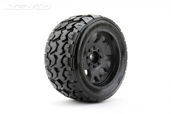 Jetko EX Tomahawk Belted XMT Tyres on Black 24mm Hex Wheels (2)