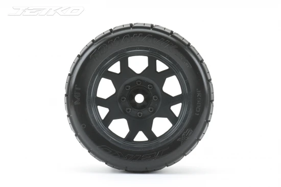 Jetko EX Tomahawk Belted XMT Tyres on Black 24mm Hex Wheels (2)