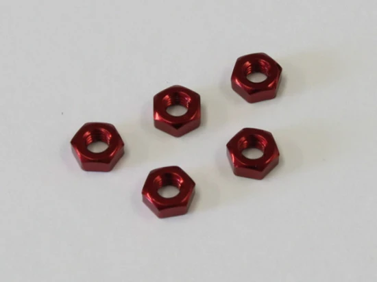Kyosho Nut M3 X2.4 (5) - Aluminium/Red