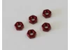 Kyosho Nut M3 X2.4 (5) - Aluminium/Red