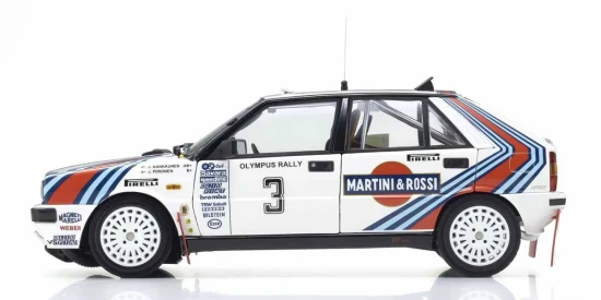 Kyosho 1:18 Lancia Delta HF 4WD Olympus Rally 1987 Martini Rossi Nr.3